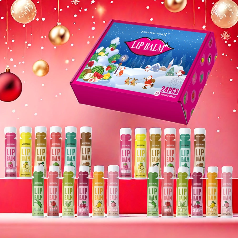 Lip Balm Set 24 Pcs Christmas Gift Box — Plant Fragrance Long-Lasting Moisturizing & Brightening Lip Color for Men & Women, Holiday Stocking Stuffer & New Year Party Favor Gift - product image 10