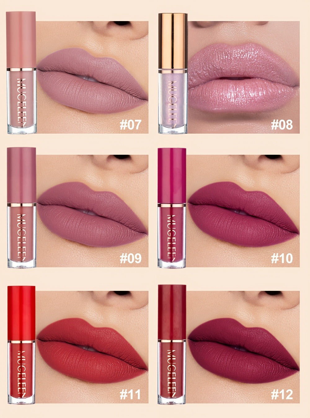 Lip Gloss Set 12 Pcs Matte & Pearlescent Lip Glaze Collection – Non-Stick Cup Long-Lasting Non-Fading Velvety Finish Lip Makeup Gift Set for Women Girls All Skin Tones - product image 8