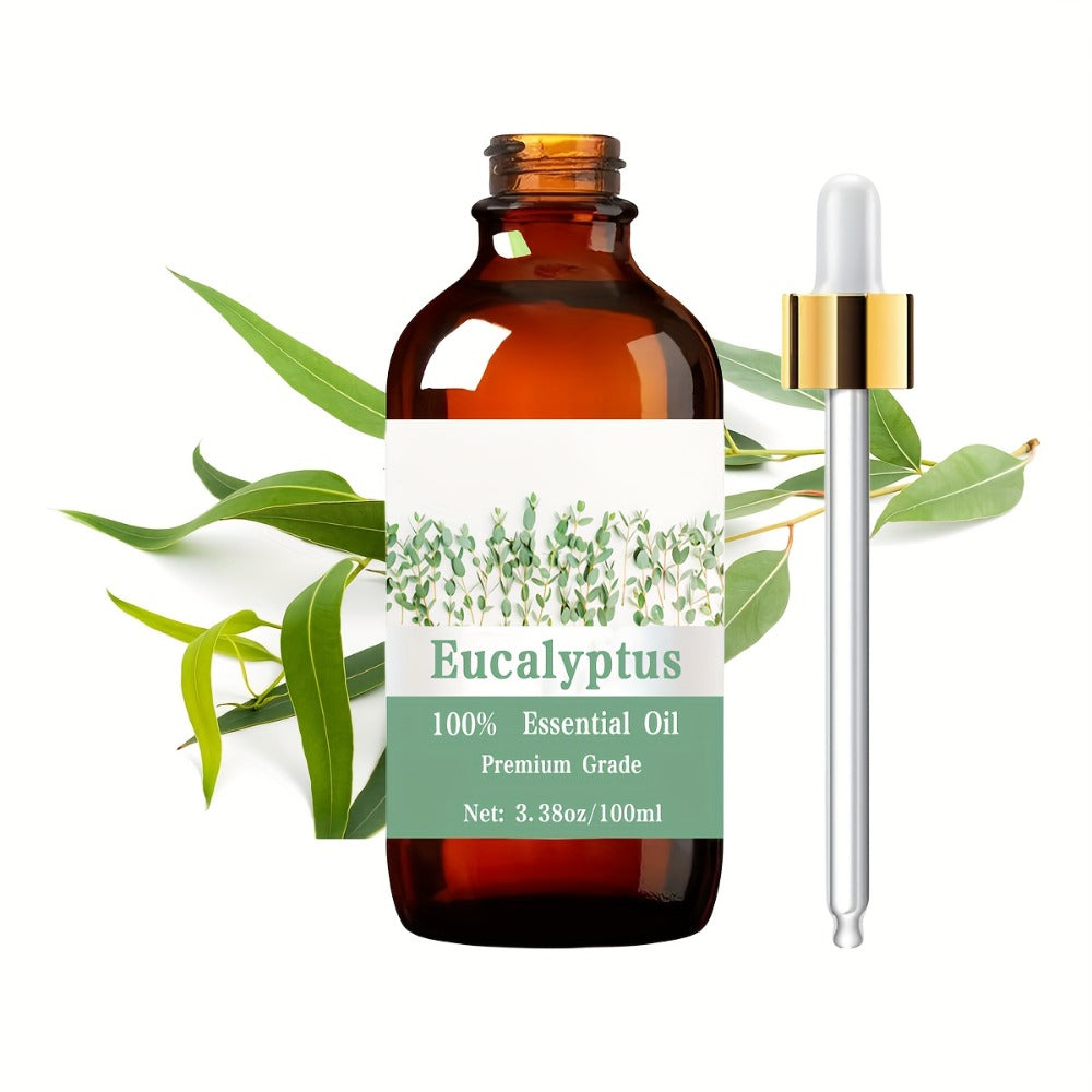 Eucalyptus Essential Oil 100ml 3.38oz — 100% Pure Therapeutic Grade Aromatherapy Oil for Hair Growth Scalp Care Skin Moisturizing Nail Strengthening Massage & Relaxation - product image