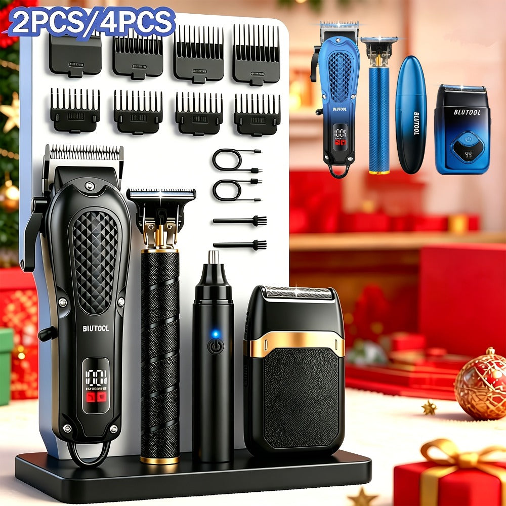 Multi-Piece Hair Clipper Kit for Men – USB Rechargeable Cordless Electric Trimmer Set, 2-Piece & 4-Piece Home Travel Barber Tool, Black Blue Gold Grooming Gift - product image