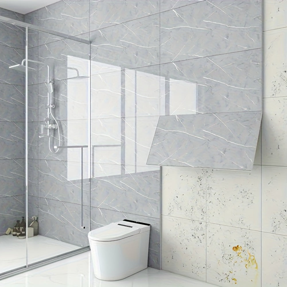 Marble Pattern Wall Stickers Vinyl Decals Oversized Glam Style Self Adhesive High Gloss Removable Wallpaper for Kitchen Bathroom Living Room Office Home Decor 20 40 Pieces Multiple - product image 12