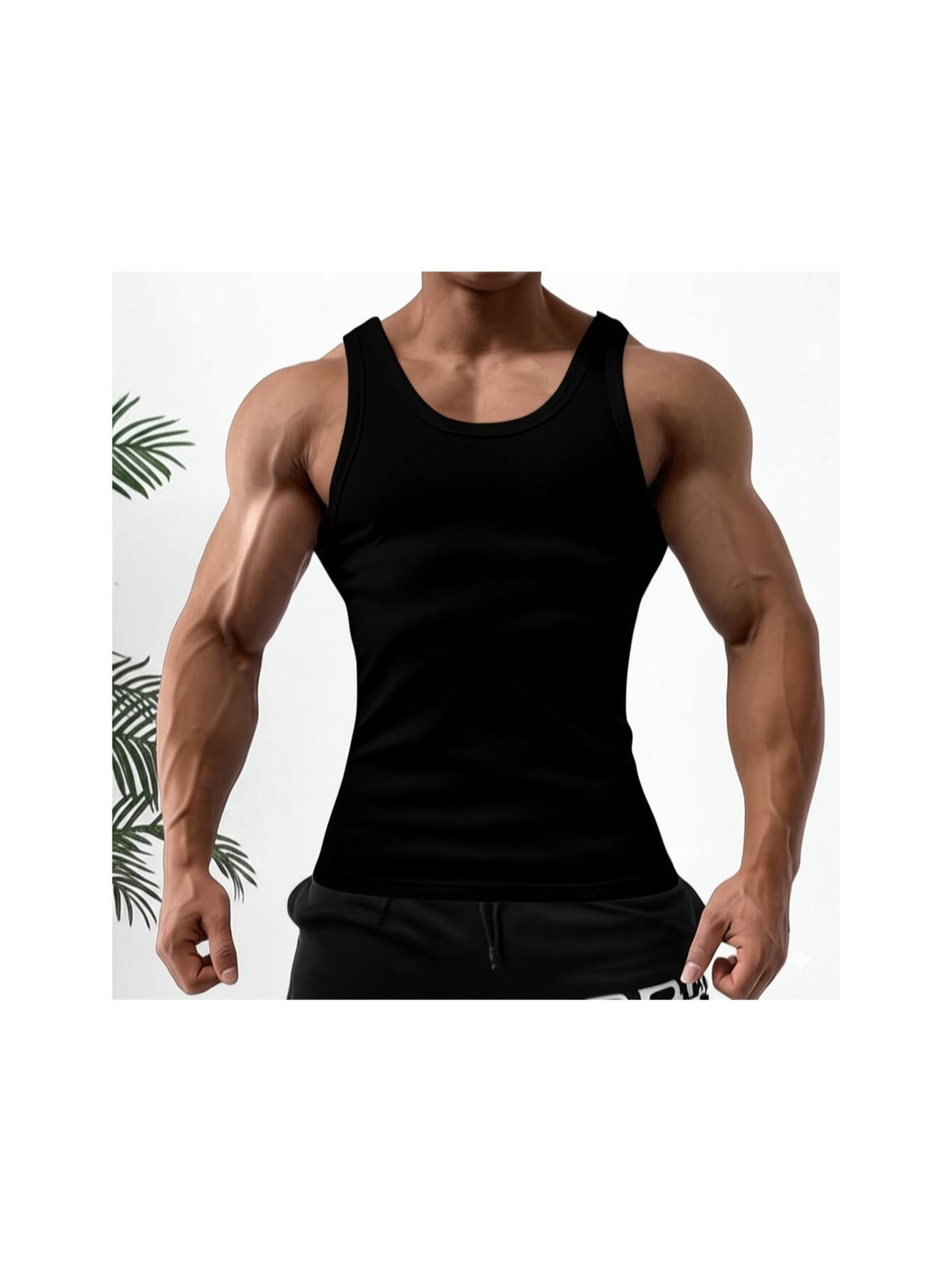 6 Pcs Men's Solid Color 100% Cotton Tank Tops Crew Neck A Shirt Daily Wear Basic Underwear Regular Fit, Ribbed Texture Sleeveless Vest For Gym and Casual Wear - product image 5