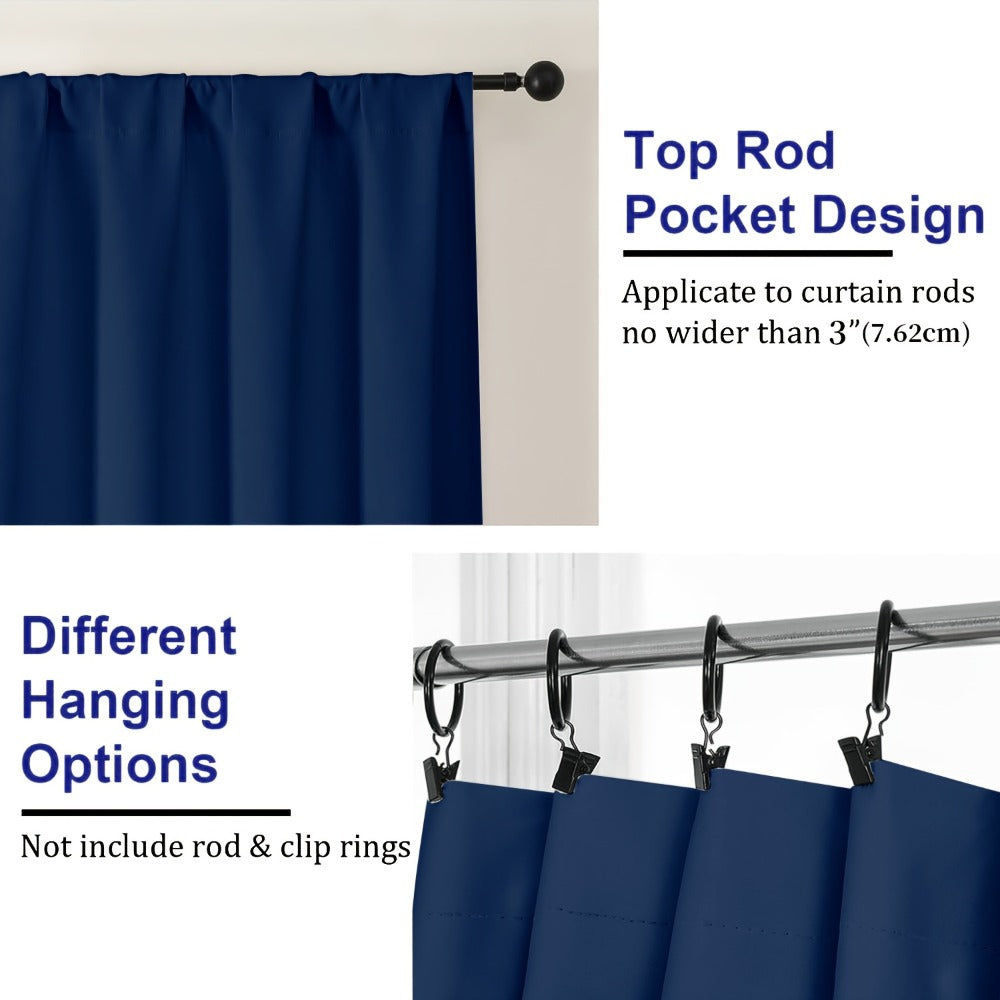 Blackout Curtains 4 Panels Thermal Insulated Room Darkening Drapes – Rod Pocket, Energy Saving, Solid Color for Bedroom & Living Room, 7 Colors & Multiple Sizes - product image 6