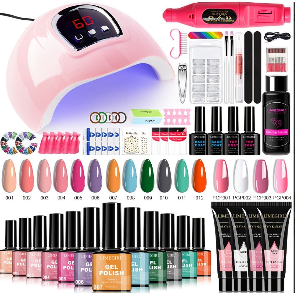 Gel Nail Polish Kit with UV Lamp & Electric Nail Drill - 12 Colors Gel Polish Set, Poly Extension Gel, Top & Base Coat, Glitter Nail Art Complete Starter Set for Home Salon, Beginn - product image 28