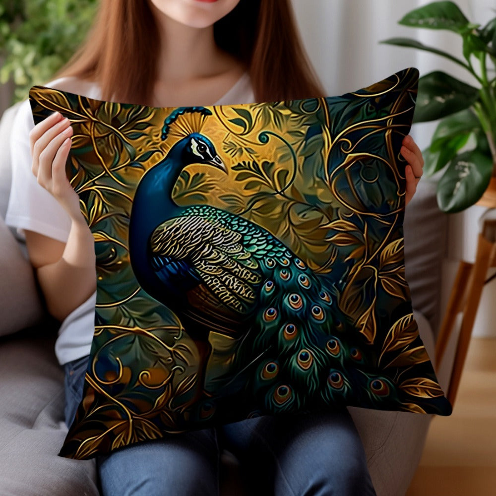 Cushion Covers 18x18 Set of 4 Vintage Peacock Oil Painting Boho Plush Throw Pillow Cases with Zipper Machine Washable for Living Room Bedroom Home Decor - product image 9