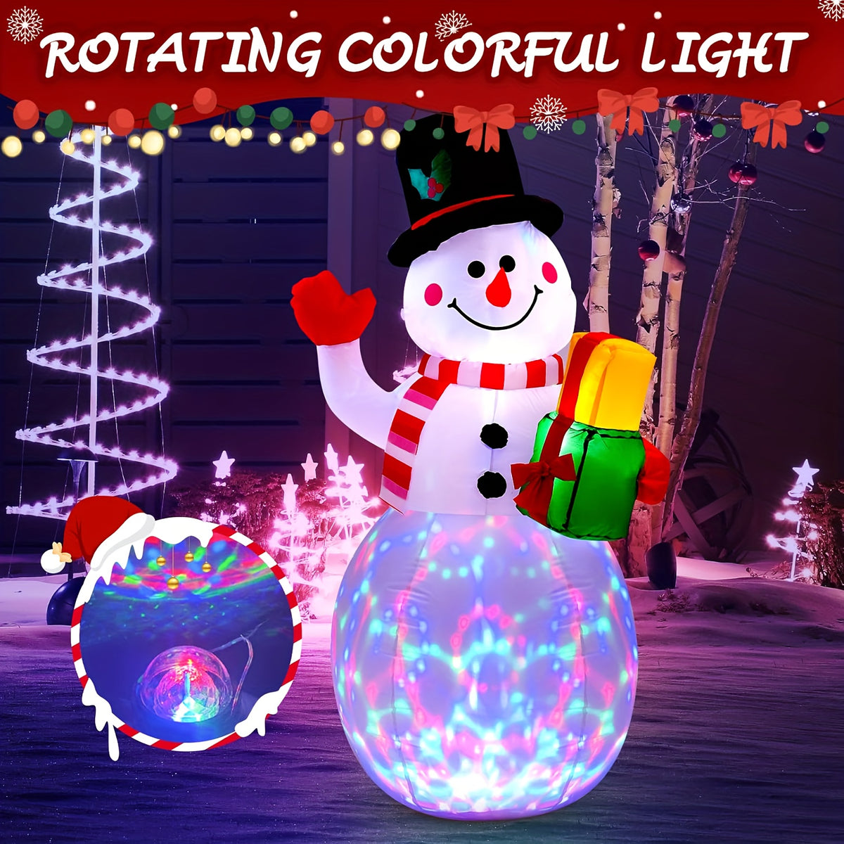5ft Christmas Inflatable Snowman with Colorful LED Lights - Outdoor Yard Decoration with Lights, Quick Air Blown, Plug Powered - product image 4