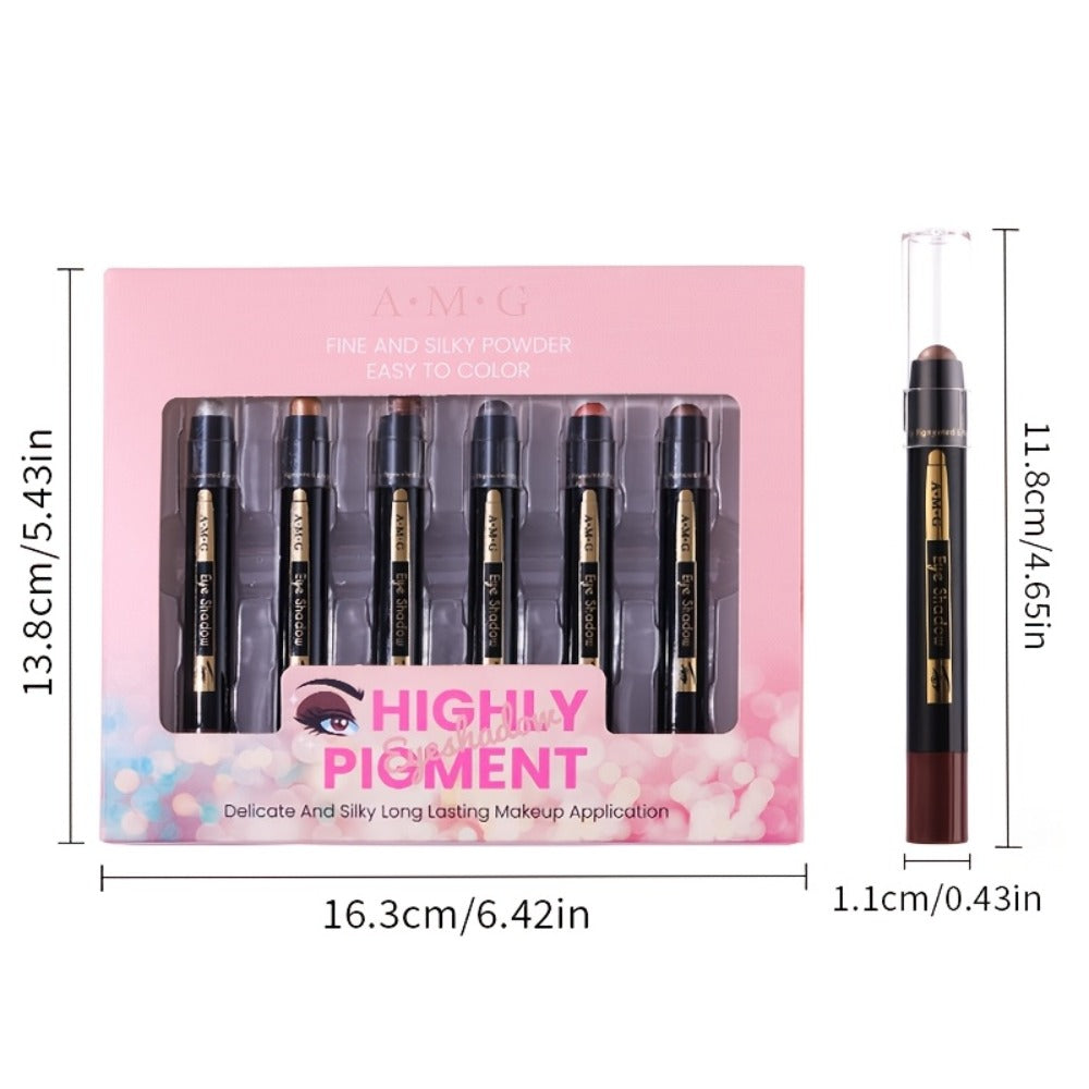 Waterproof Eyeshadow Pencil Set 6 Colors — Metallic & Matte Glitter Highlight Eyeliner Crayons, Long-Lasting Smudge-Proof Eye Makeup, No-Brush Multifunctional Sticks for Women, Neu - product image 5