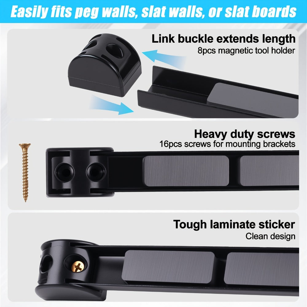 Magnetic Tool Bar Wall Mount Tool Holder 12/18 Inch – Heavy Duty Iron Magnetic Knife Strip & Tool Rack for Kitchen, Workshop & Garage | Wall Mounted Tool Organizer for Knives, Chis - product image 10