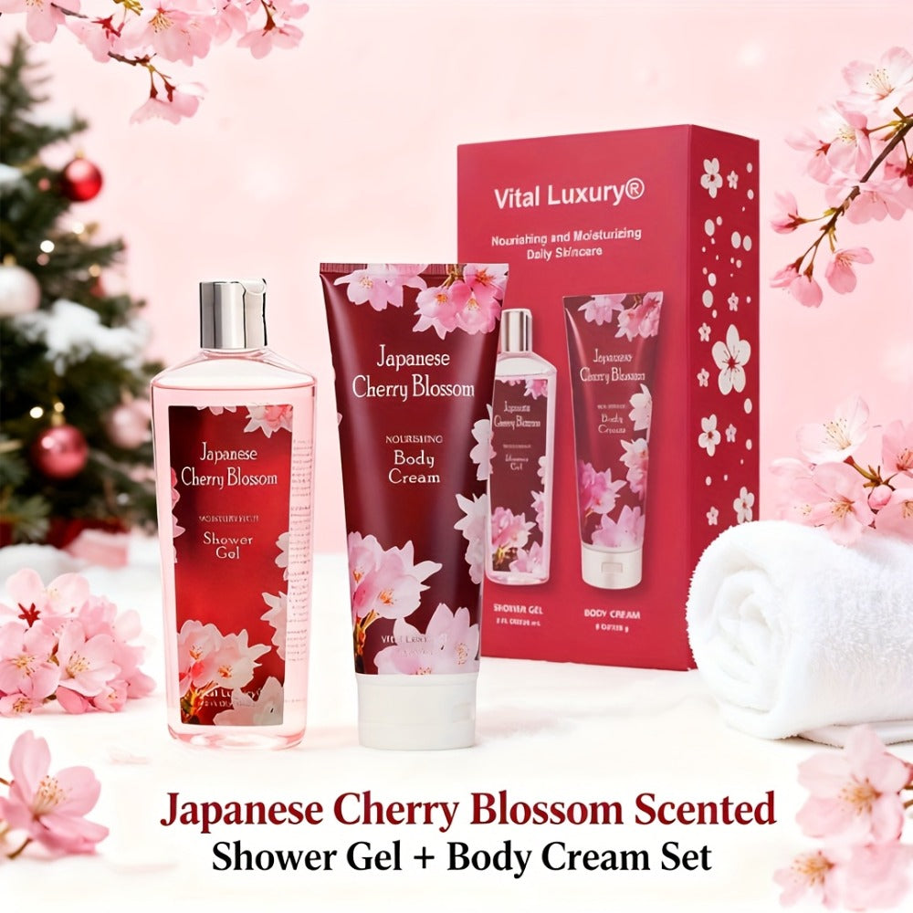 Cherry Blossom Body Wash Set for Women 8oz – Moisturizing Body Cream & Shower Gel Gift Set Light Non-Sticky Long-Lasting Floral Scent All Skin Types Valentine's Day Mother's Day Bi - product image 9