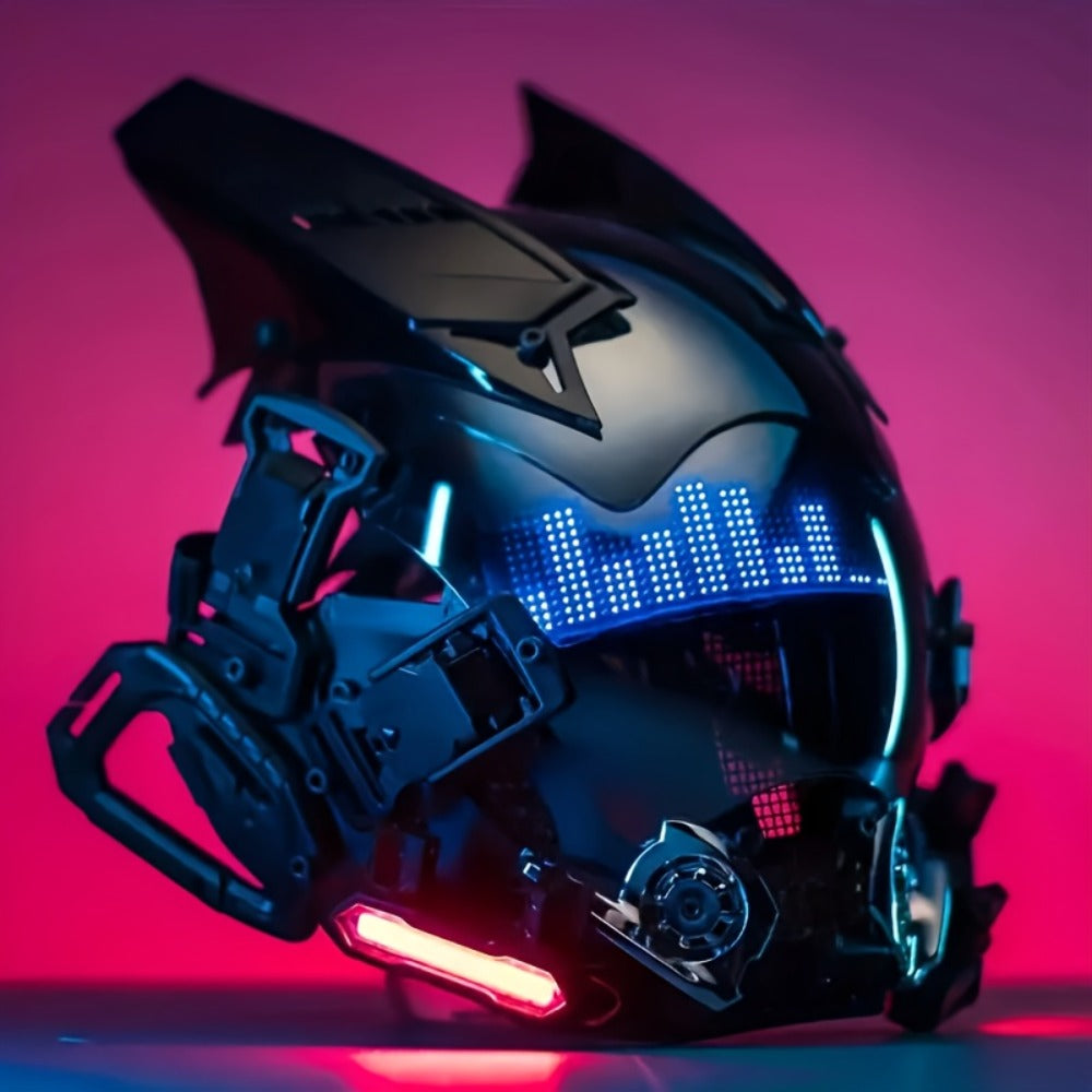 Remote Control Sci-Fi Face Mask for Halloween, Bar Club Rave Party, Stage Performance & Photo Prop, Cool Gift for Men Adults, Black – LED Wireless Cyberpunk Mask Light Up