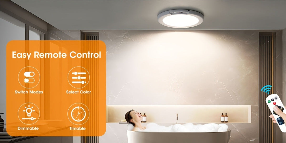 Rechargeable LED Ceiling Light with Motion Sensor – Remote Control Dimmable, 3 Color Temps 3000K/4500K/6500K, 10 Brightness Levels, Battery Operated Closet Light for Bathroom Hallw - product image 19