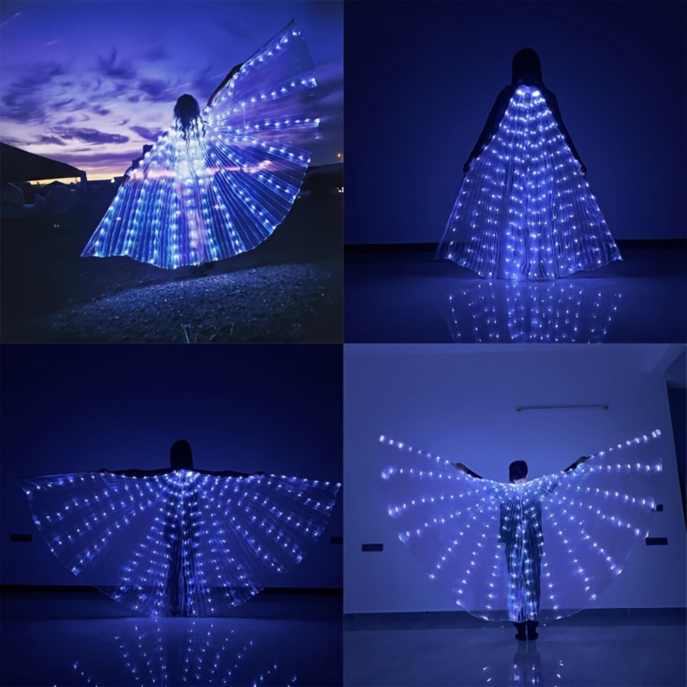 Light Up Belly Dance Performance Dress for Women Halloween Christmas Mardi Gras Rave Stage Show White Purple Warm White | LED Feather Dance Costume Glowing Luminous
