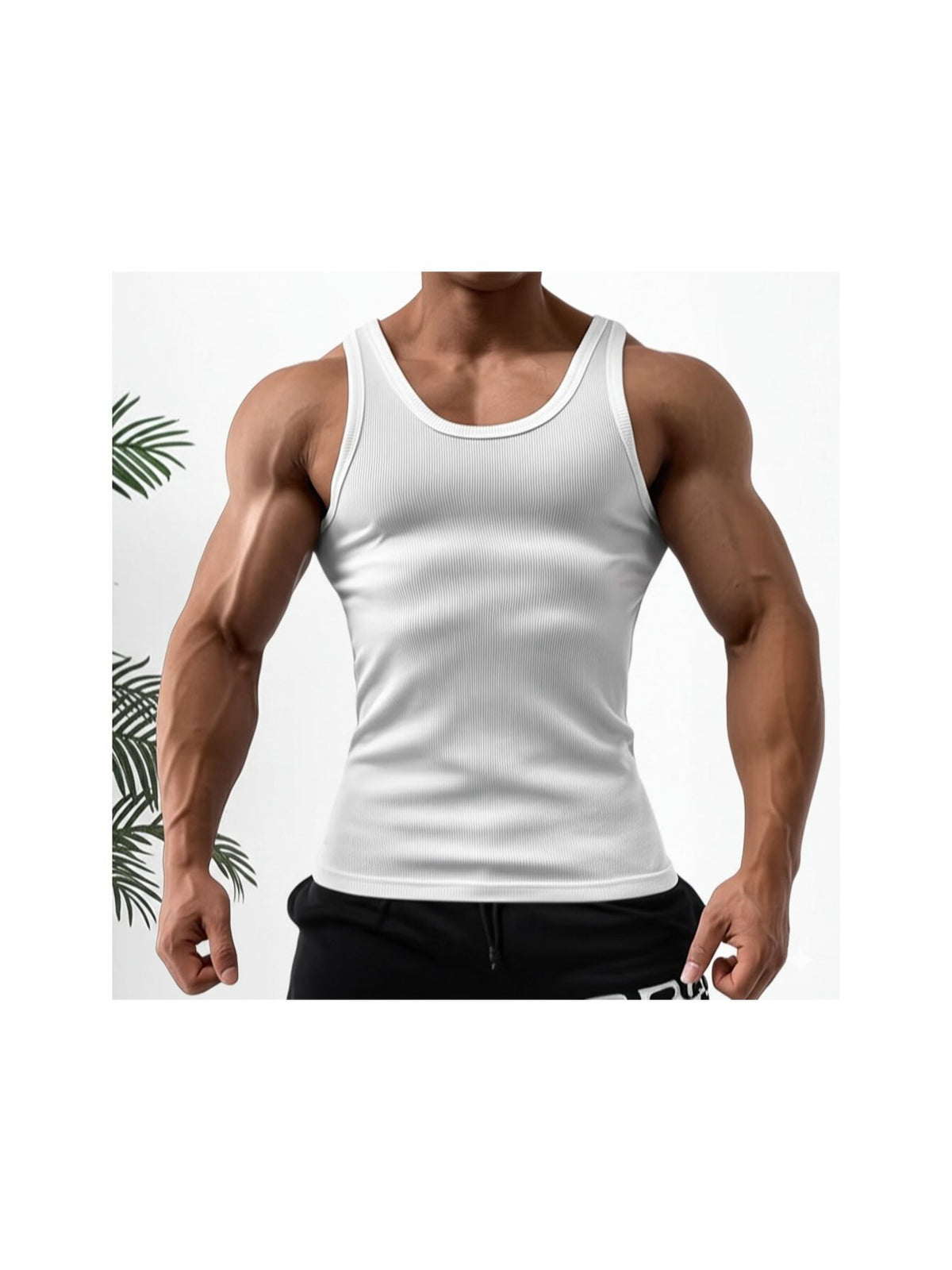 6 Pcs Men's Solid Color 100% Cotton Tank Tops Crew Neck A Shirt Daily Wear Basic Underwear Regular Fit, Ribbed Texture Sleeveless Vest For Gym and Casual Wear - product image 2