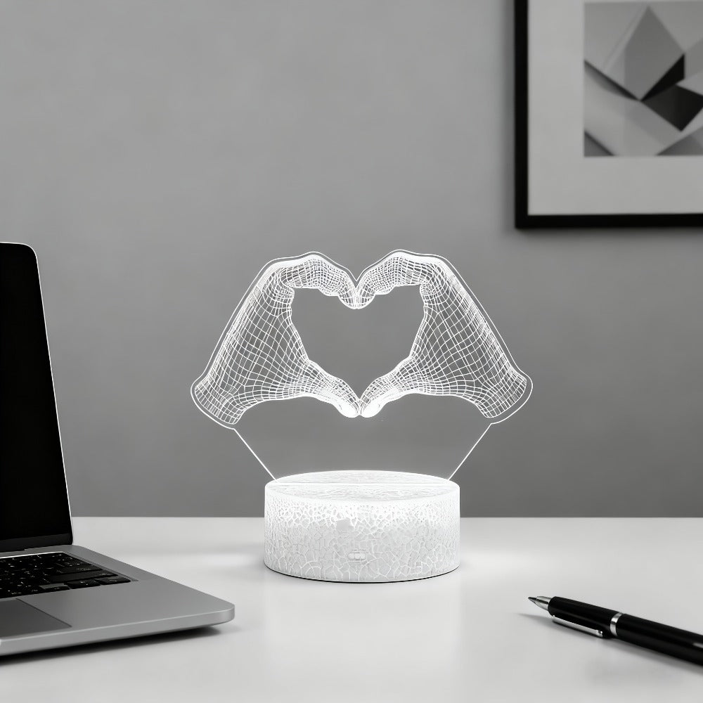 3D Heart Hands LED Night Light 16 Color Changing Optical Illusion Lamp Touch Remote Control Dimmable Bedside Table Lamp for Bedroom Valentine Gift Birthday Housewarming - product image 11