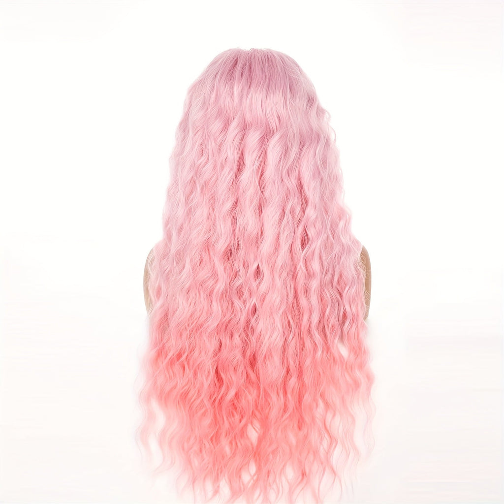Ombre Dark Root Curly Wig Long Wavy 30 Inch Synthetic Middle Part Ash Blonde Brown Gradient Orange Voluminous Party Halloween Daily Wear Women - product image 16