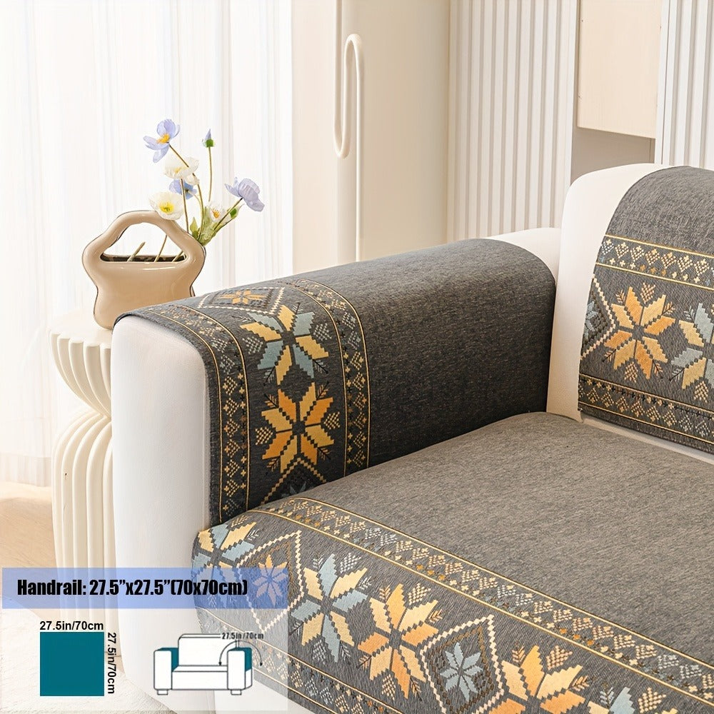 Chenille Sofa Slipcover 1pc Boho Vintage Style - Luxury Non-Slip Removable Four Seasons Universal Couch Cover | Armrest 1 2 3 4 Seater | Dark Gray Light Gray Blue | Living Room Hom - product image 3