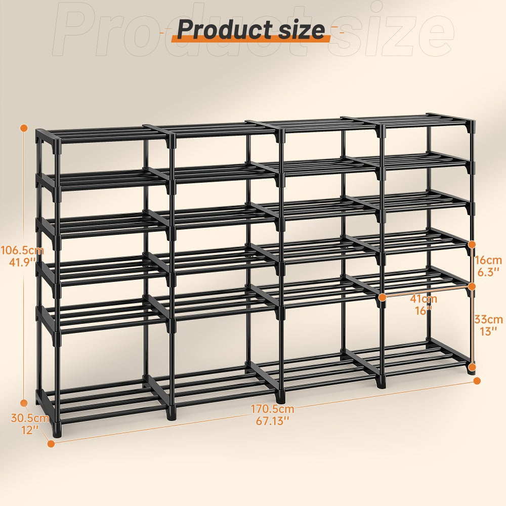Large Metal Shoe Rack 4-Row 9-Tier Freestanding Shoe Organizer for Entryway Bedroom Hallway | 64-Pair Capacity Shoe Tower with Golden Tubes DIY Adjustable Shelves Space-Saving Vert - product image 5