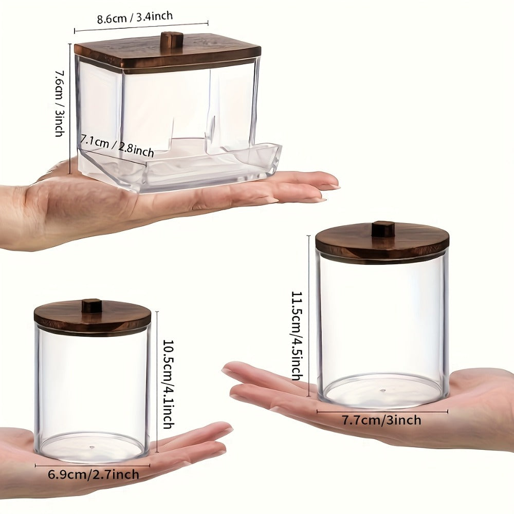 Glass Jars with Bamboo Lids 6 Piece Set – Sealed Dustproof Clear Glass Storage Containers for Bathroom Vanity, Cotton Swabs, Cosmetics, Spices & Kitchen – Airtight Eco-Friendly Org - product image 4