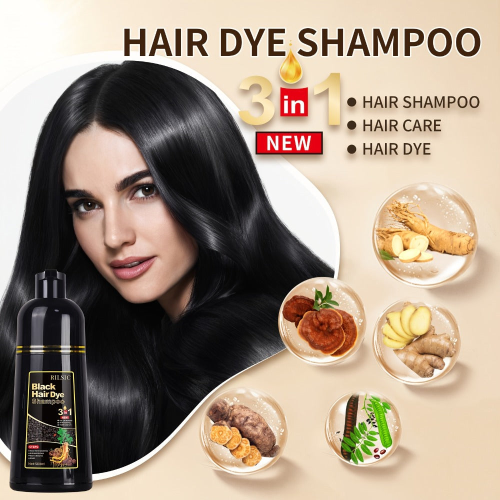 RILSIC 3-in-1 Gray Hair Color Shampoo with Plant Squalene — 100% Gray Coverage Wash & Condition Instant Results, No Mix No Ammonia, 16.91oz / 500ml for Women & Men All Hair Types - product image 10