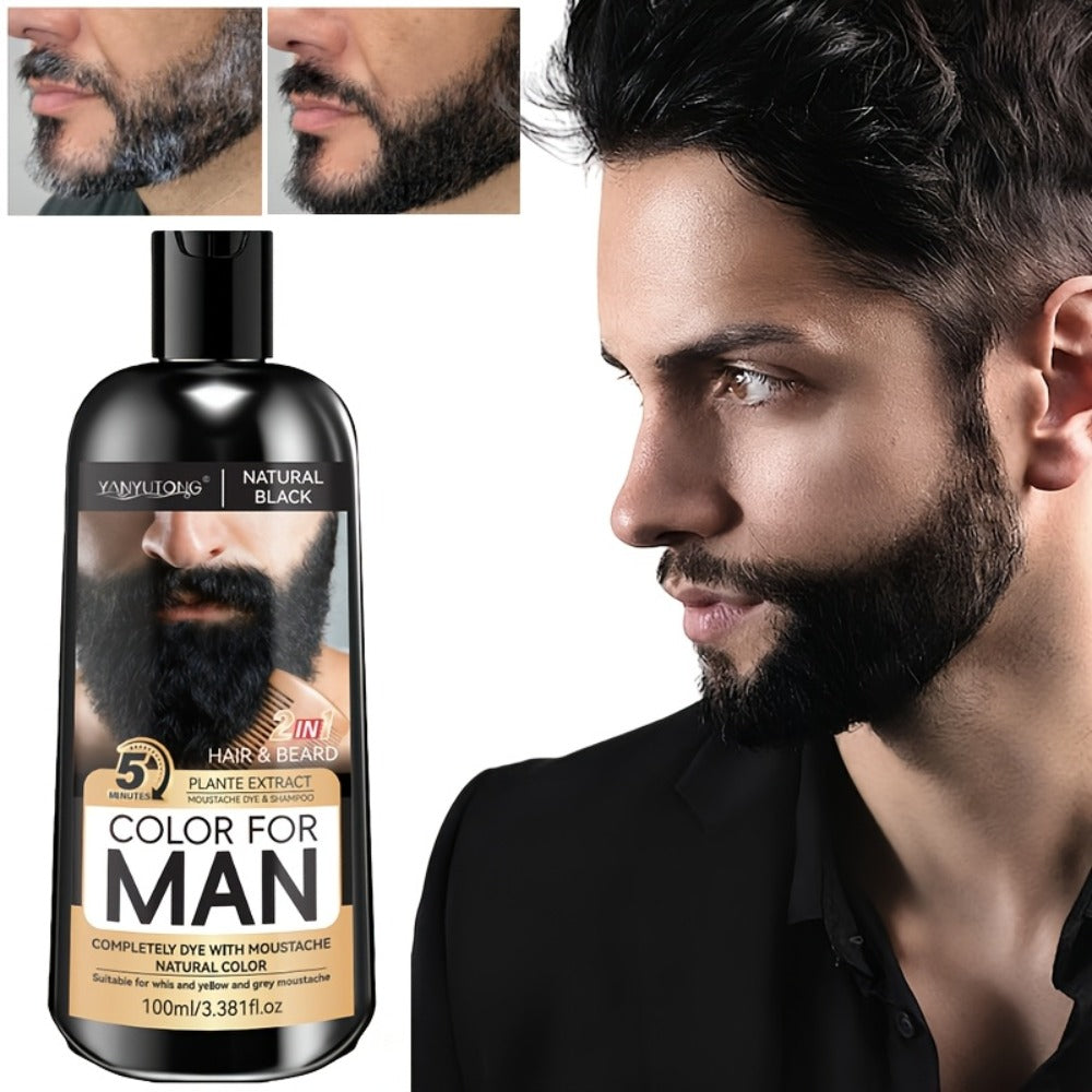 Gray Beard Dye Shampoo for Men 2-in-1 Semi-Permanent Natural Sulfate-Free Formula — Colors & Conditions in One Step, Fast Gray Coverage for Beard Sideburns & Hair, Black Brown Ches - product image 3