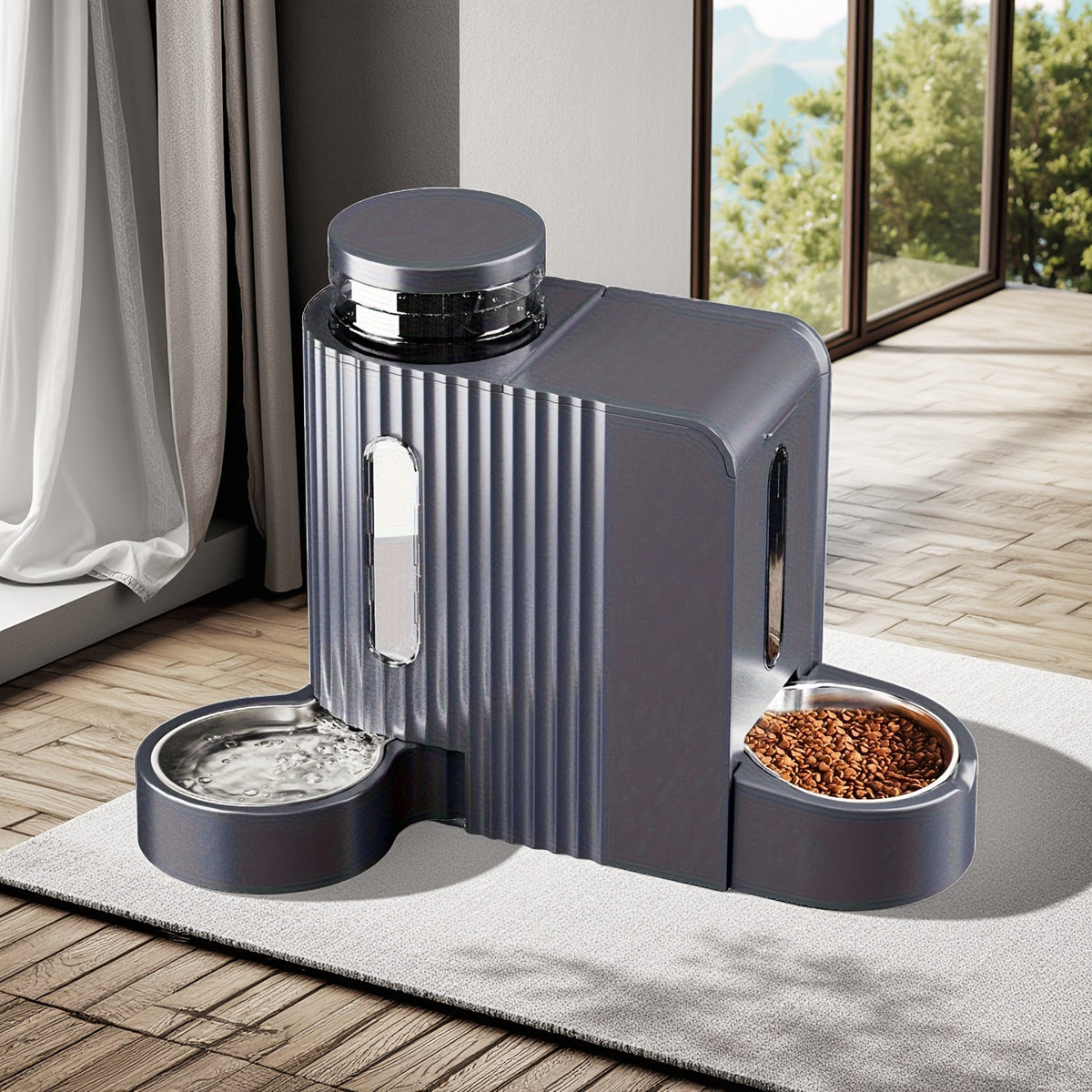 1.59 Gal Water + 5.73 lb Food, Automatic No-Electric Gravity Feeding Station with 304 Stainless Steel Bowl, Removable & Washable, for Small Medium Large Dogs All Life Stages | Gravity Dog Water Dispenser & Feeder 2-in-1 Set