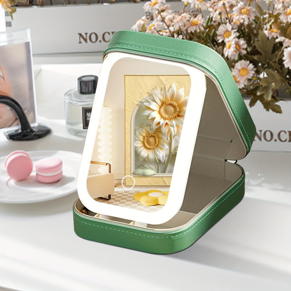 Lighted Makeup Case with LED Mirror & Cosmetic Organizer - 1200mAh Rechargeable USB Travel Makeup Train Case Portable Vanity Mirror for Women Girls Birthday Gift - product image 2