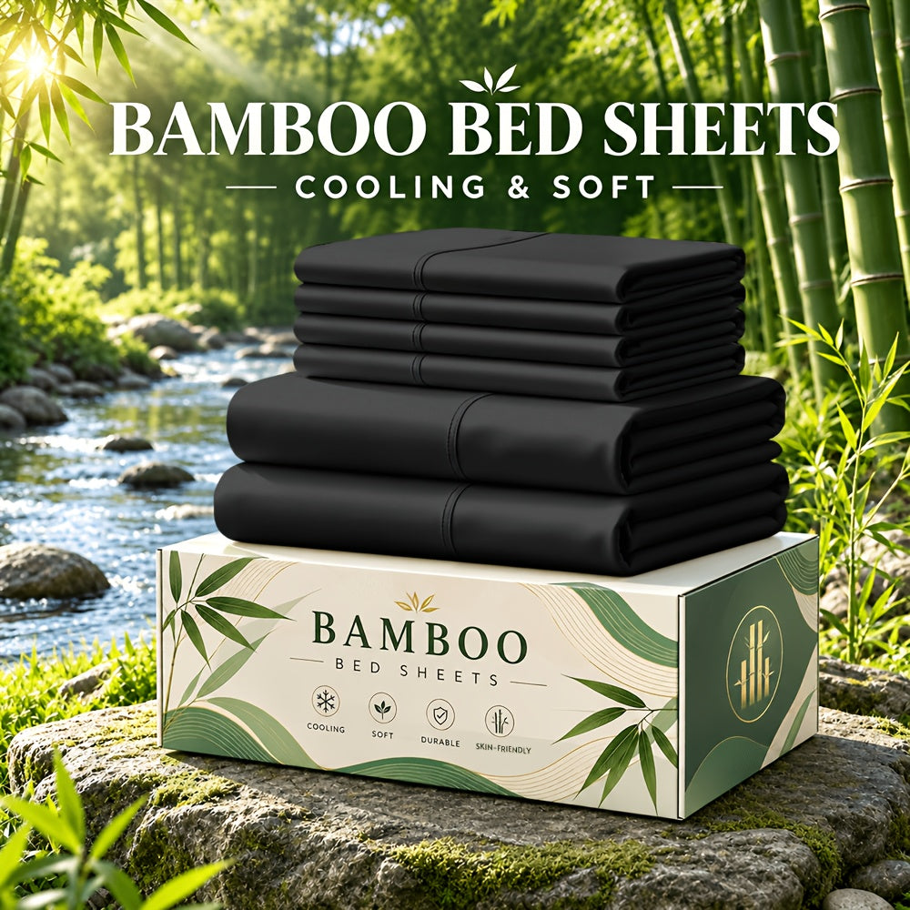 6 pcs Deep Pocket Cooling Bamboo Sheet Set, Luxurious and Ultra-Soft, Breathable, 16 Inch Extra Deep Pocket, Twin, Full, Queen, King, Multiple Colors to Choose - product image 20