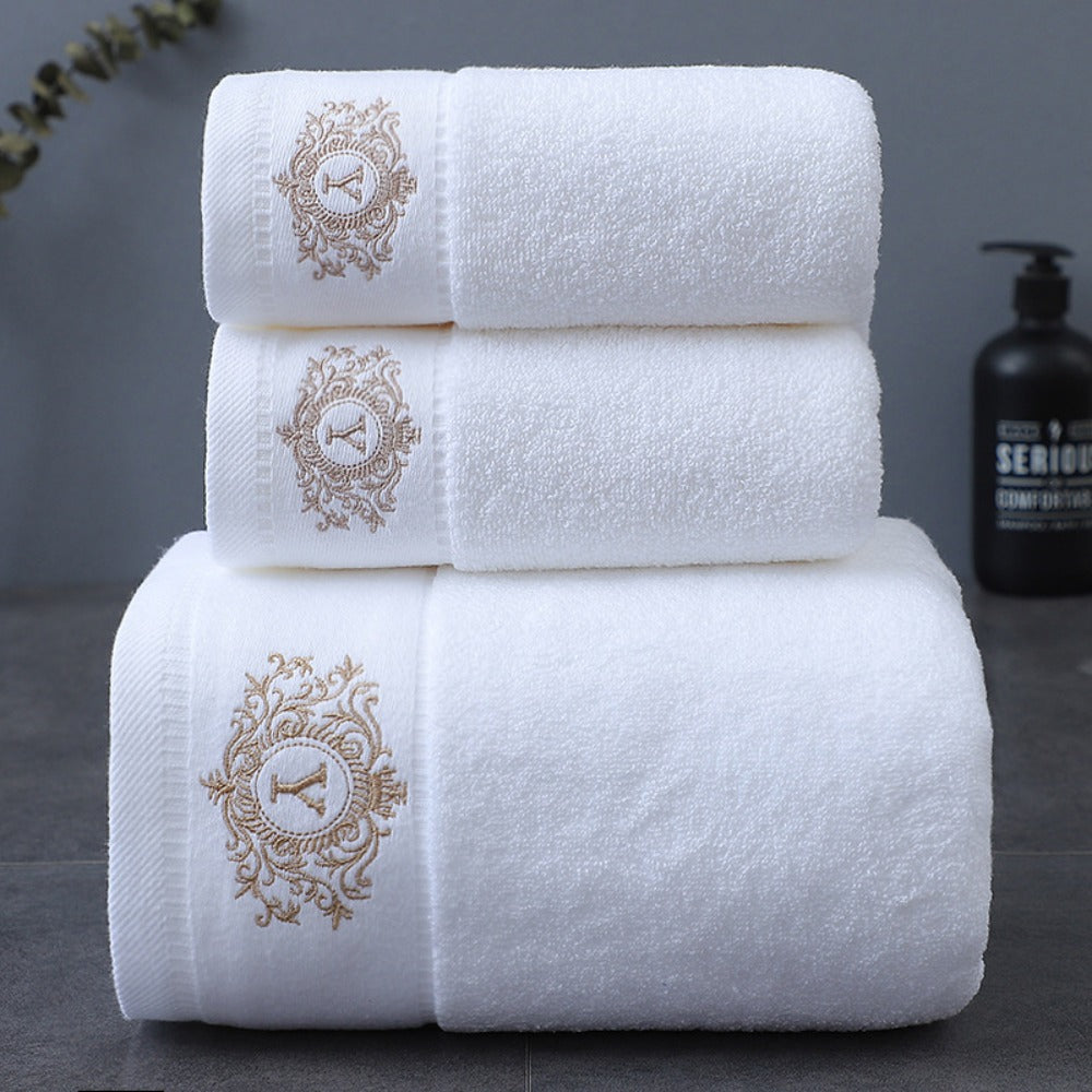 Embroidered Cotton Towel Set 3-Piece – 400g/㎡ Soft Absorbent Lint-Free Bath Towel Hand Towel Set for Home Spa Salon - product image 7