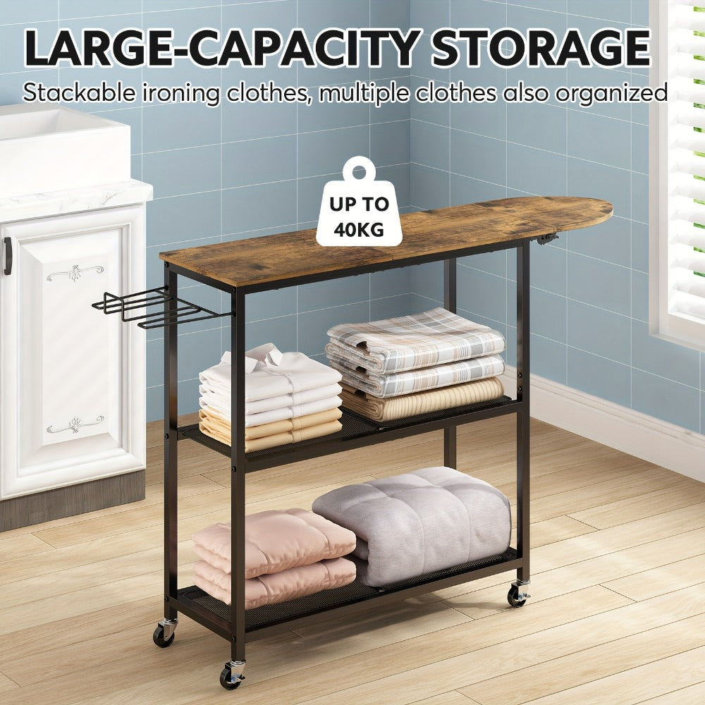 3-Tier Ironing Board Cart with Wheels – Rolling Laundry Station with Multi-Layer Storage Shelves for Living Room, Bedroom & Outdoor Use - product image 5