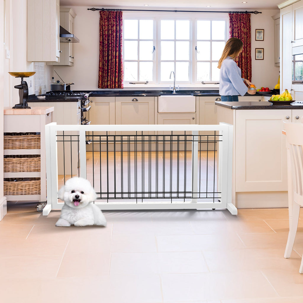 Freestanding Pet Gate for Dogs & Cats | Solid Wood Dog Gate for House, Adjustable 40" to 71" Wide, Indoor Dog Fence for Doorways Stairs Hallways, No-Drill - product image 3