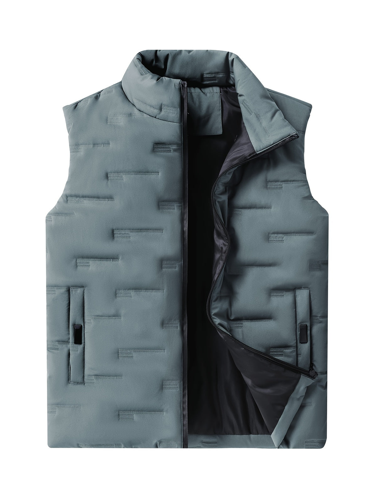 Men's Casual Stand Collar Vest, 100% Polyester Solid Color, Warm Fall/Winter Outerwear with Pockets, Non-Stretch Woven Fabric, Regular Fit - 120gsm - product image 21
