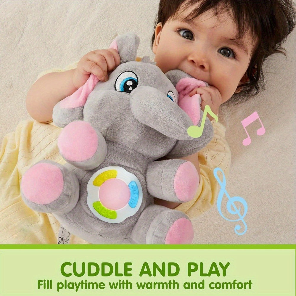 Plush Musical Elephant Baby Toy with Music & Lights | Soft Stuffed Animal Sensory Toy for Infants 6+ Months, Cuddly Light Up Elephant Comfort Toy, Christmas & Birthday Gift for Baby Boys & Girls
