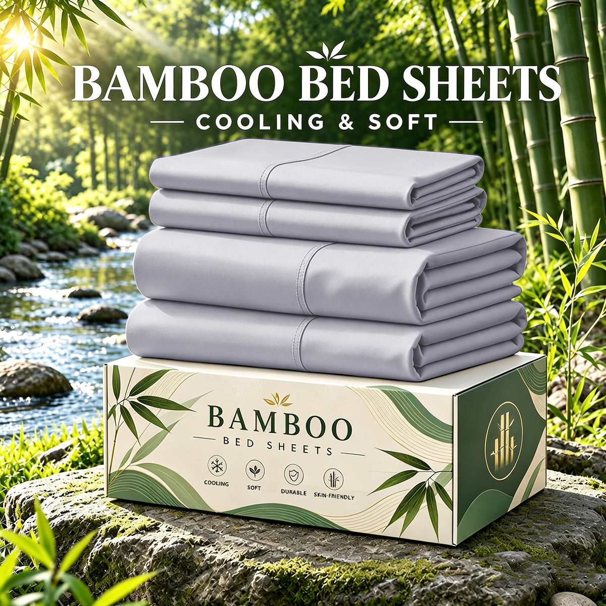 6 pcs Deep Pocket Cooling Bamboo Sheet Set, Luxurious and Ultra-Soft, Breathable, 16 Inch Extra Deep Pocket, Twin, Full, Queen, King, Multiple Colors to Choose - product image 29