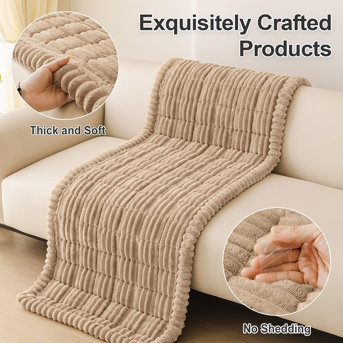 1pc Soft Quilted Thick Sofa Cushion, Bohemian Style Removable Machine Washable Sofa Protector, All Season Pet Friendly 1/2/3/4 Seater Split Sofa Cover - product image 12