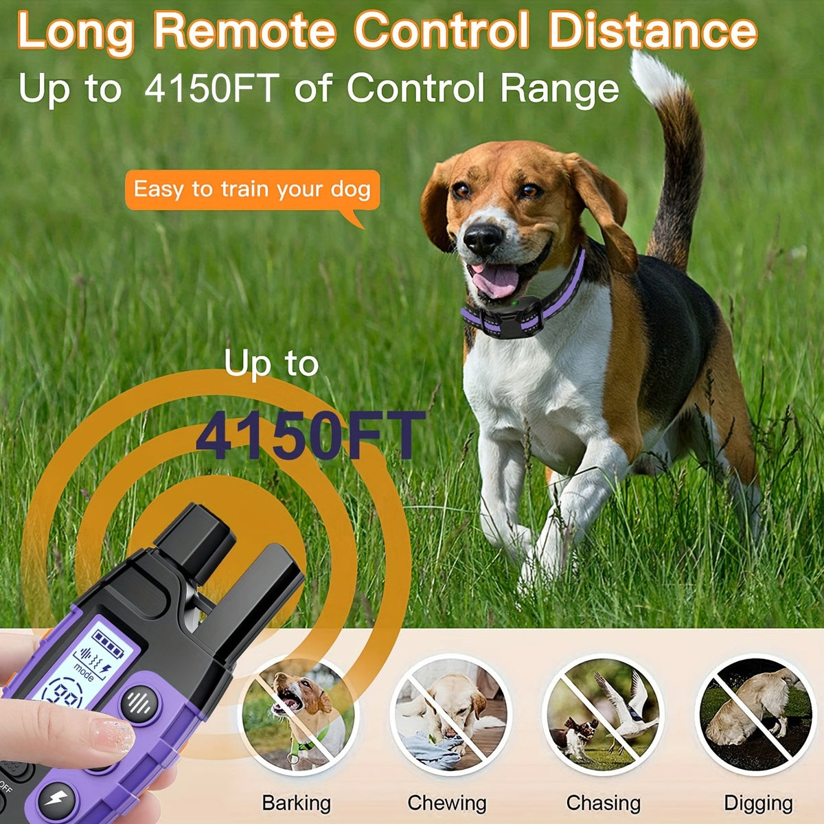 Dog Training Collar with Remote 3300ft Range – Adjustable Nylon Strap for Small to Large Dogs 5 – Rechargeable E-Collar with Vibration, Static & Beep Modes - product image 5