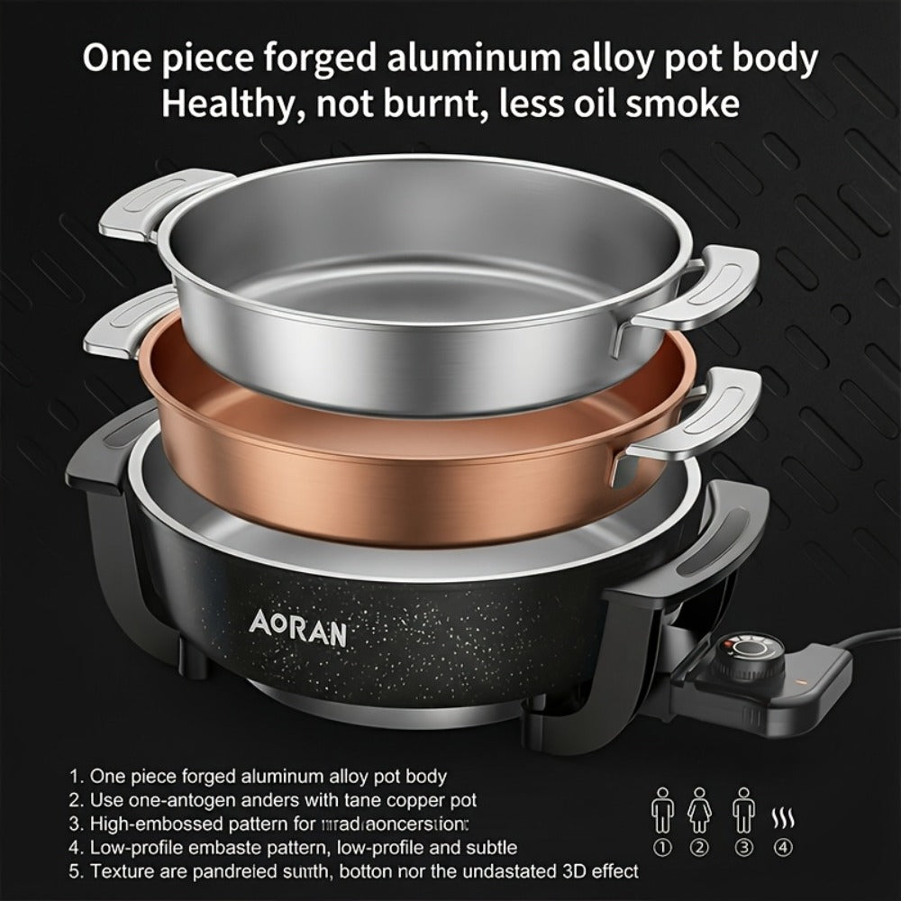 Mandarin Duck Hot Pot Electric – Large Capacity Non-Stick Divided Hot Pot for Steaming, Boiling, Frying & Stewing, Quick Heating, US Plug, Perfect for Family Hot Pot Night - product image 8