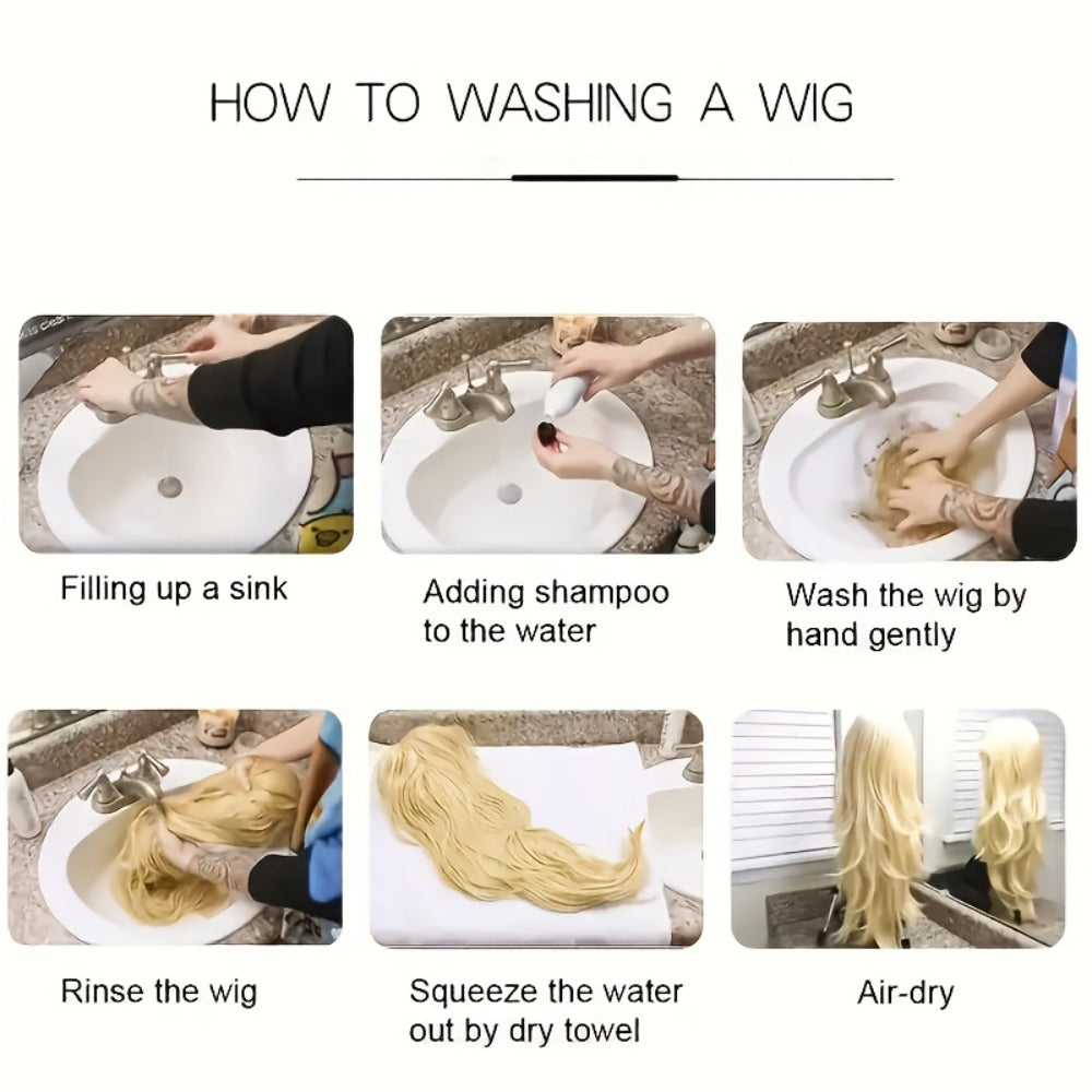 Platinum Blonde Ombre Synthetic Wig Layered Straight 20 Inch Long | Lightweight Chemical Fiber, Hairnet Included | Women Daily Wear Party Cosplay Festival Halloween - product image 12
