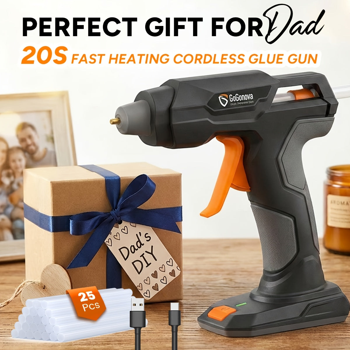 Cordless Hot Glue Gun, An Ideal Christmas Gift, Gogonova Glue Gun 20s Fast Heating, Anti-Drip, Safety Protection Design, USB Rechargeable, Perfect for DIY - product image 5