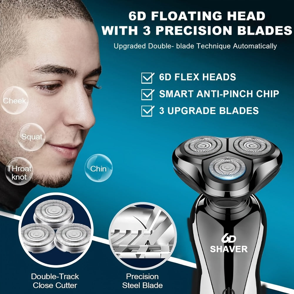 Electric Shaver for Men 3-in-1 Cordless Rechargeable 360° Floating Rotary – Beard Trimmer, Nose Hair Trimmer & Face Shaver with LED Display, 90-Min Battery & USB Charging, Black - product image 12