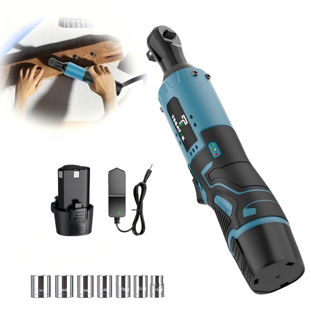 12V Cordless Ratchet Wrench Set 3/8" Drive | 40 Ft-lbs Torque, Variable Speed Trigger, Lithium-Ion Battery, 7 Sockets Included - product image 8