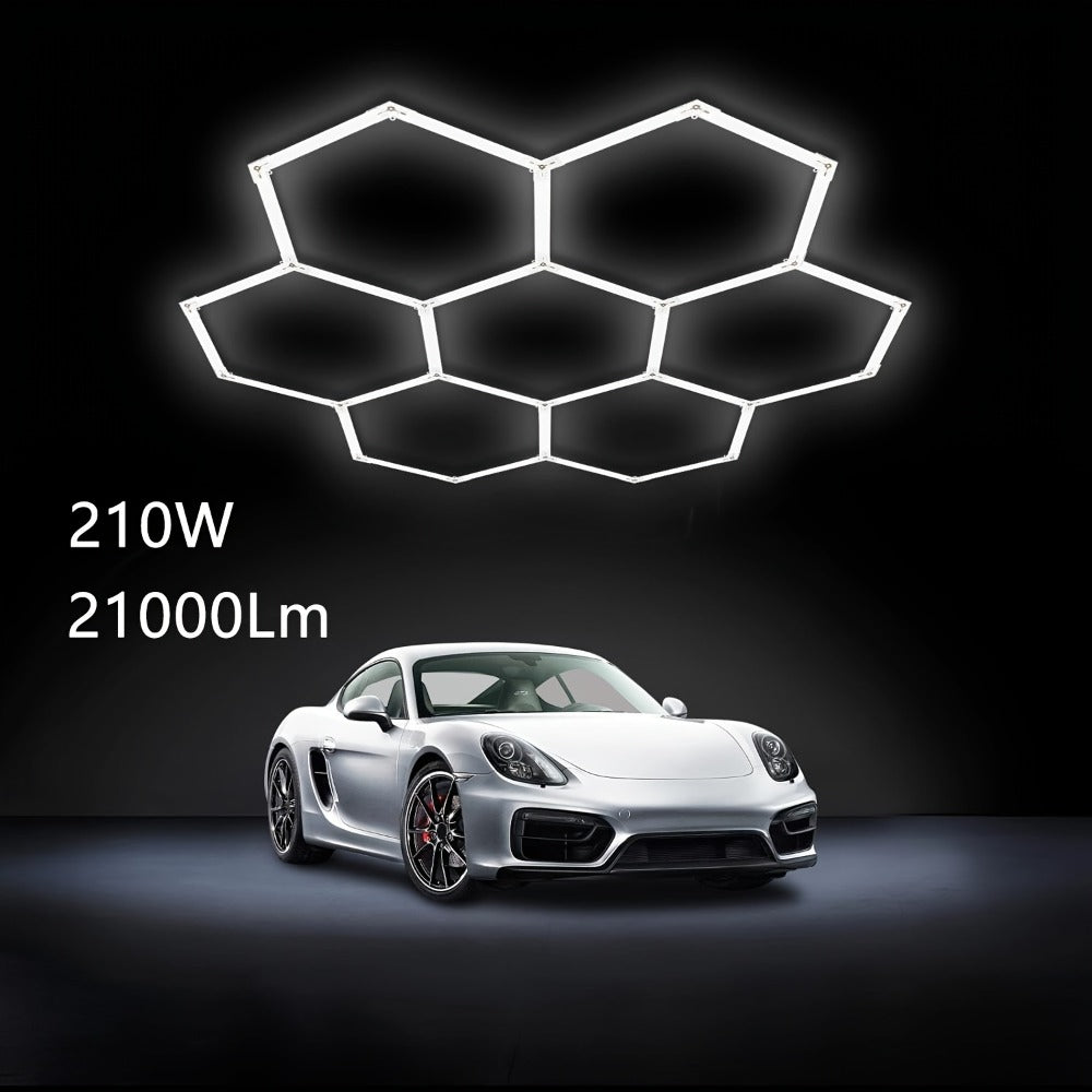 LED Hexagonal Garage Light 6500K – Super Bright Daylight White Shop Light 42W–620W for Auto Detailing, Warehouse, Workshop, Basement & Gym (1 to 32 Grids, Hex Frame Available) - product image 19