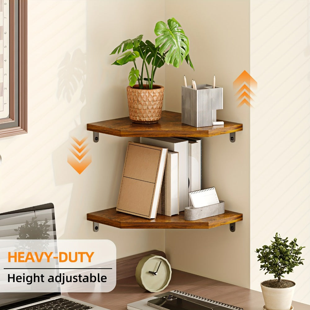 Floating Corner Wall Shelf 5-Sided Wall Mounted Storage Rack - Modern Display Unit for Bathroom, Kitchen, Bedroom & Living Room - Set of 2, 4 or 6 in Brown, Black or White - product image 5