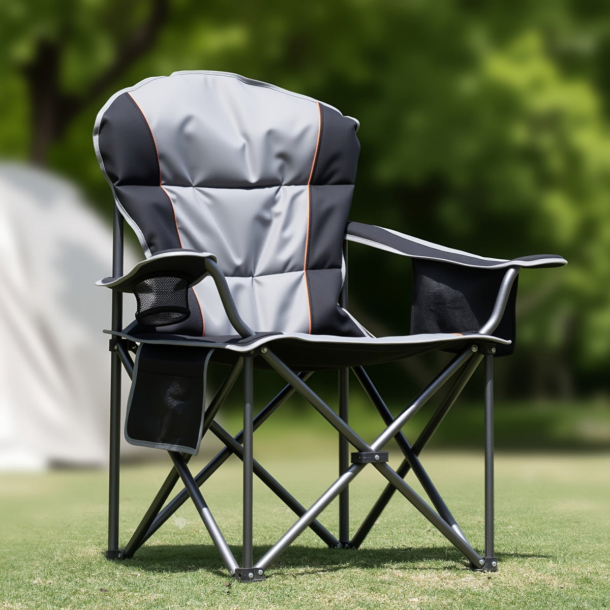 Heavy Duty Camping Folding Chair 500 LBS Capacity – 1 Pack or 2 Pack – Extra Large Outdoor Camp Chair with Organizer Bag, Cooler Bag, Cup Holder & Carry Bag for Lawn, Beach, Travel & Hiking