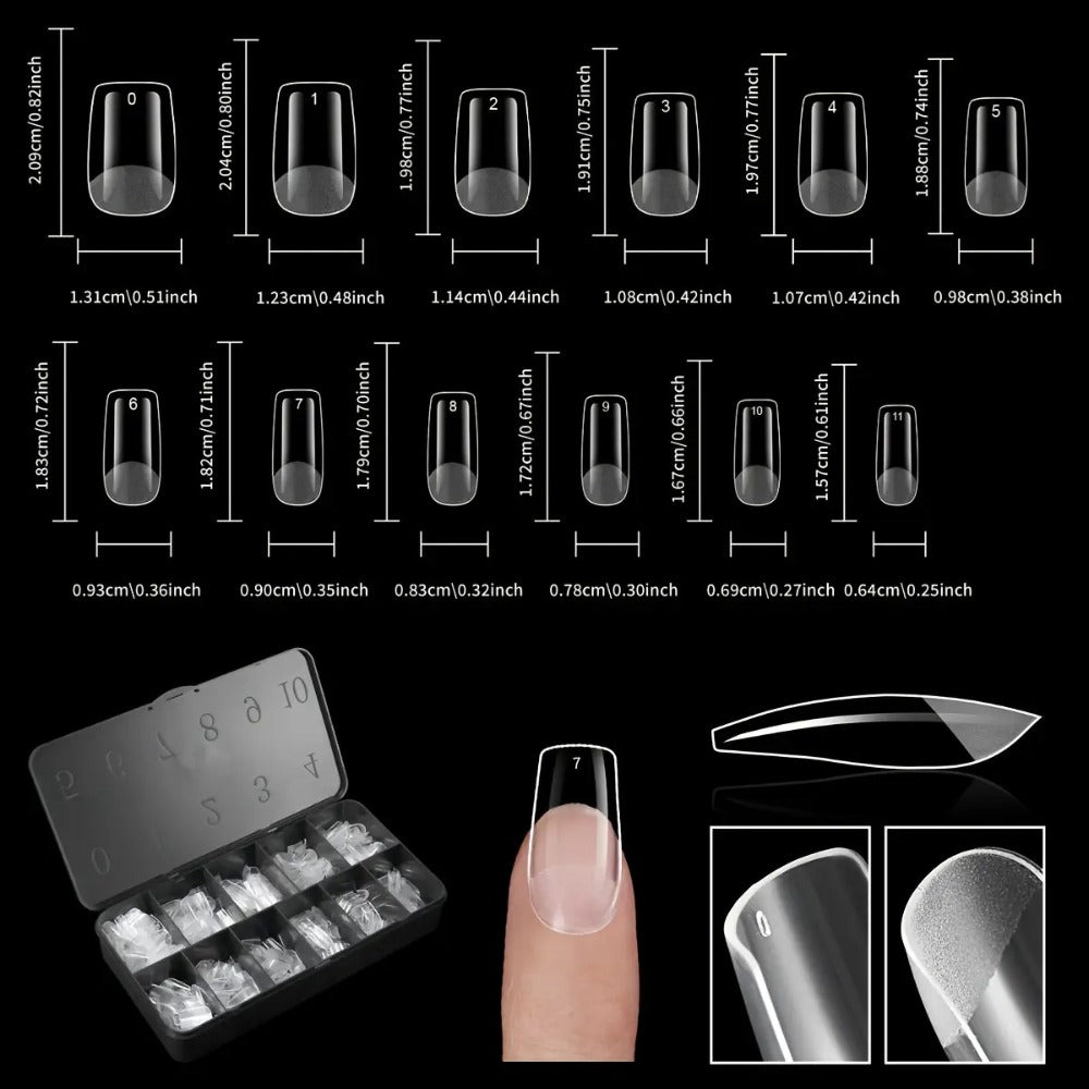 Gel Nail Tips 600 Pieces Clear Crystal Full Cover Nail Extensions – Almond Oval Coffin Stiletto Square Short Medium Long Soft Gel False Nails for Salon & DIY Nail Art Women - product image 21