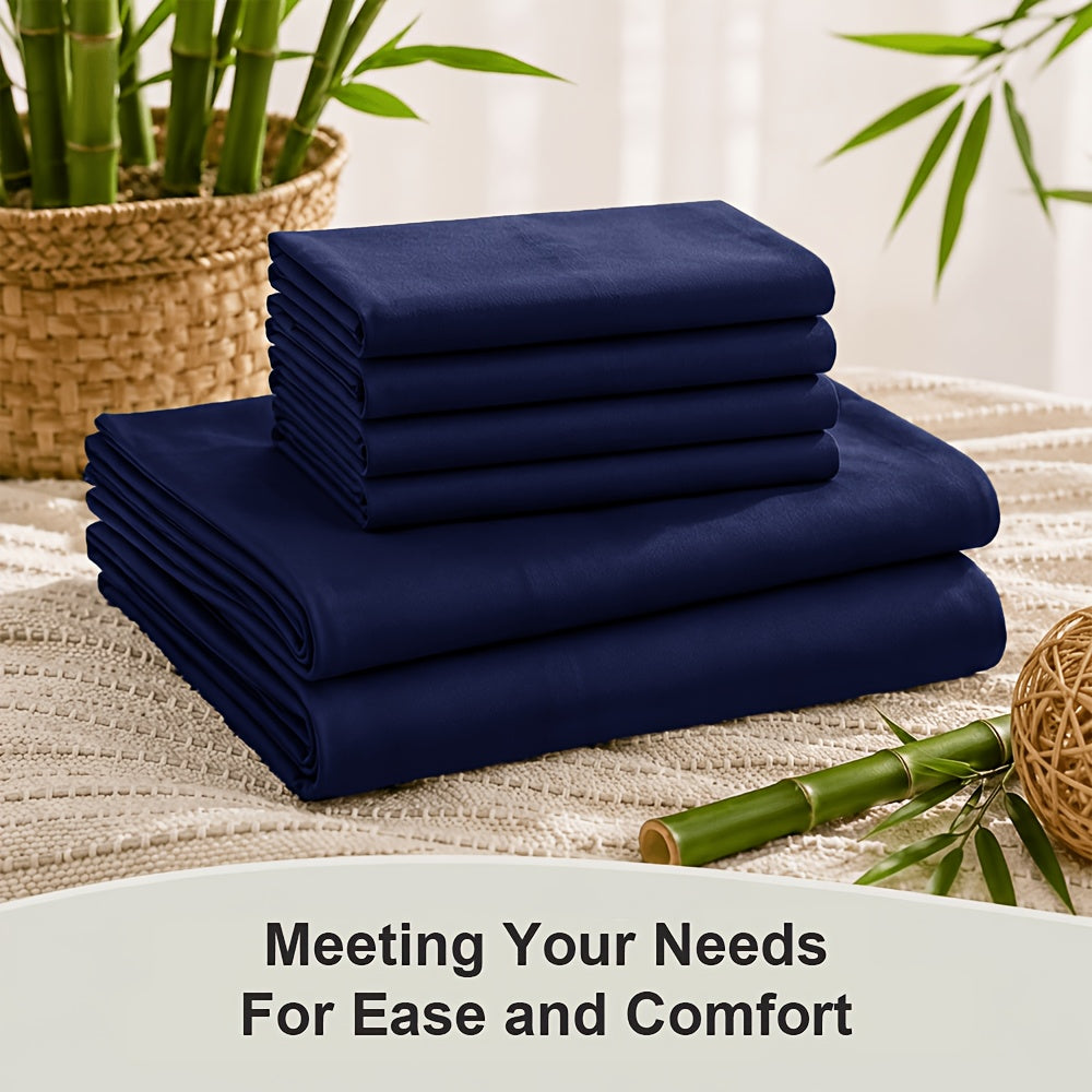 6 pcs Deep Pocket Cooling Bamboo Sheet Set, Luxurious and Ultra-Soft, Breathable, 16 Inch Extra Deep Pocket, Twin, Full, Queen, King, Multiple Colors to Choose - product image 12