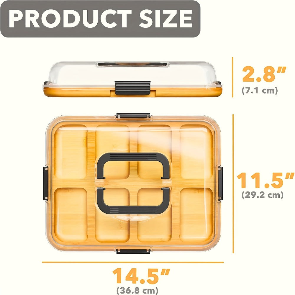 Bamboo Charcuterie Board with Acrylic Lid 8 Compartment, Portable Cheese Tray & Deli Platter with Snap-On Cover for Parties, Camping, Restaurants & Holiday Appetizers - product image 4