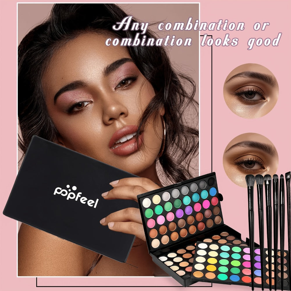 120 Color Eyeshadow Palette with 6 Makeup Brushes Shimmer Matte Multi Color Eye Shadow Kit for Stage Cosplay Halloween Party Daily Glam Women Gift - product image