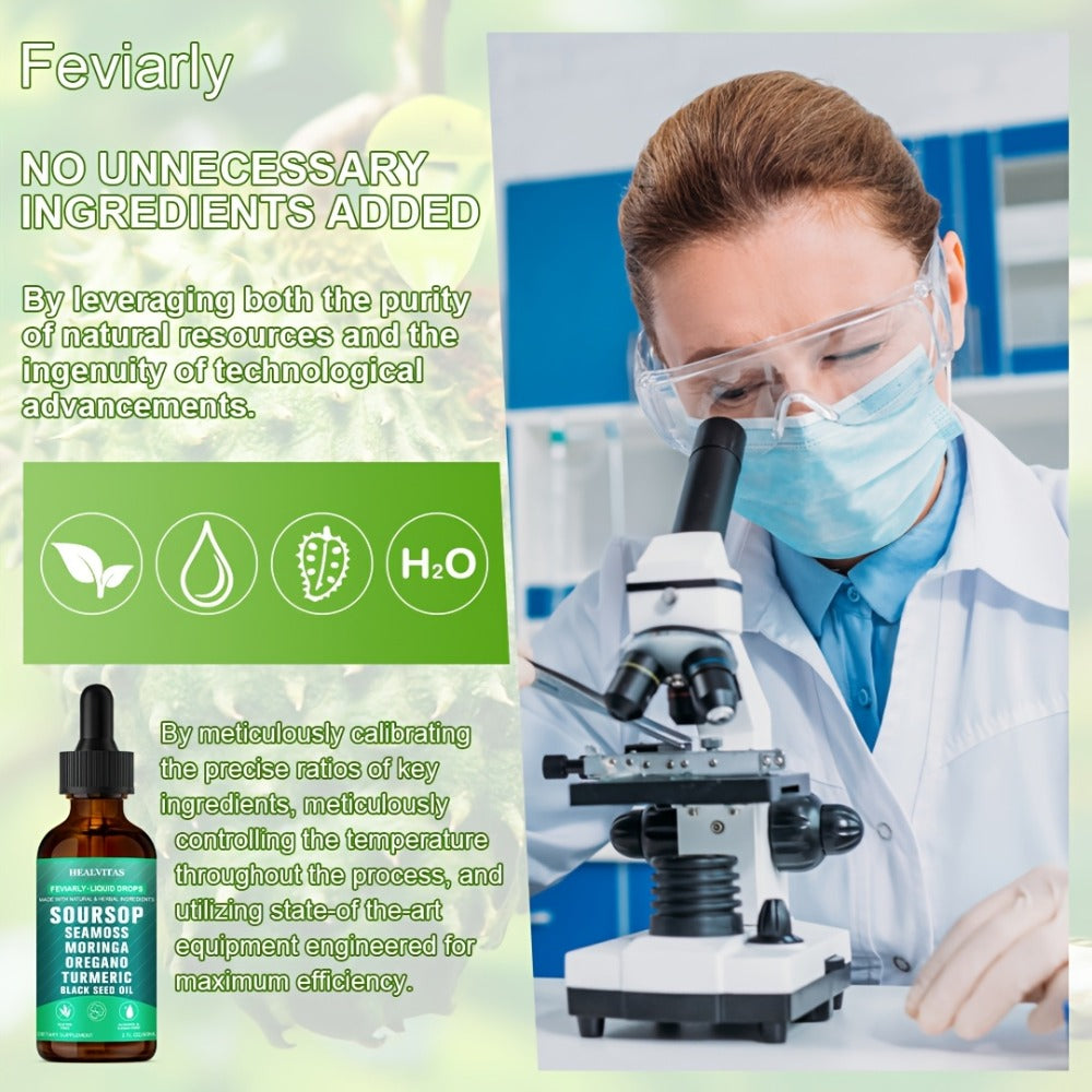 Soursop Bitters Liquid Drops 10-in-1 with Sea Moss Ashwagandha Moringa Turmeric Black Seed Oil — Plant-Based Immune & Energy Herbal Extract | Sugar-Free | 2.03 fl oz - product image 9
