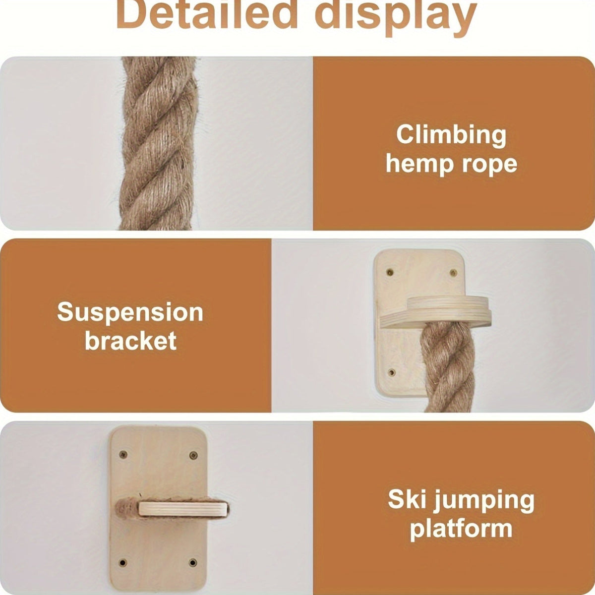 Wall-Mounted Cat Scratching Post with Climbing Rope Jute Rope Jump Platform Resting Perch Large Ladder Cat Tree Activity Center Space-Saving 1.5M 60in for - product image 6