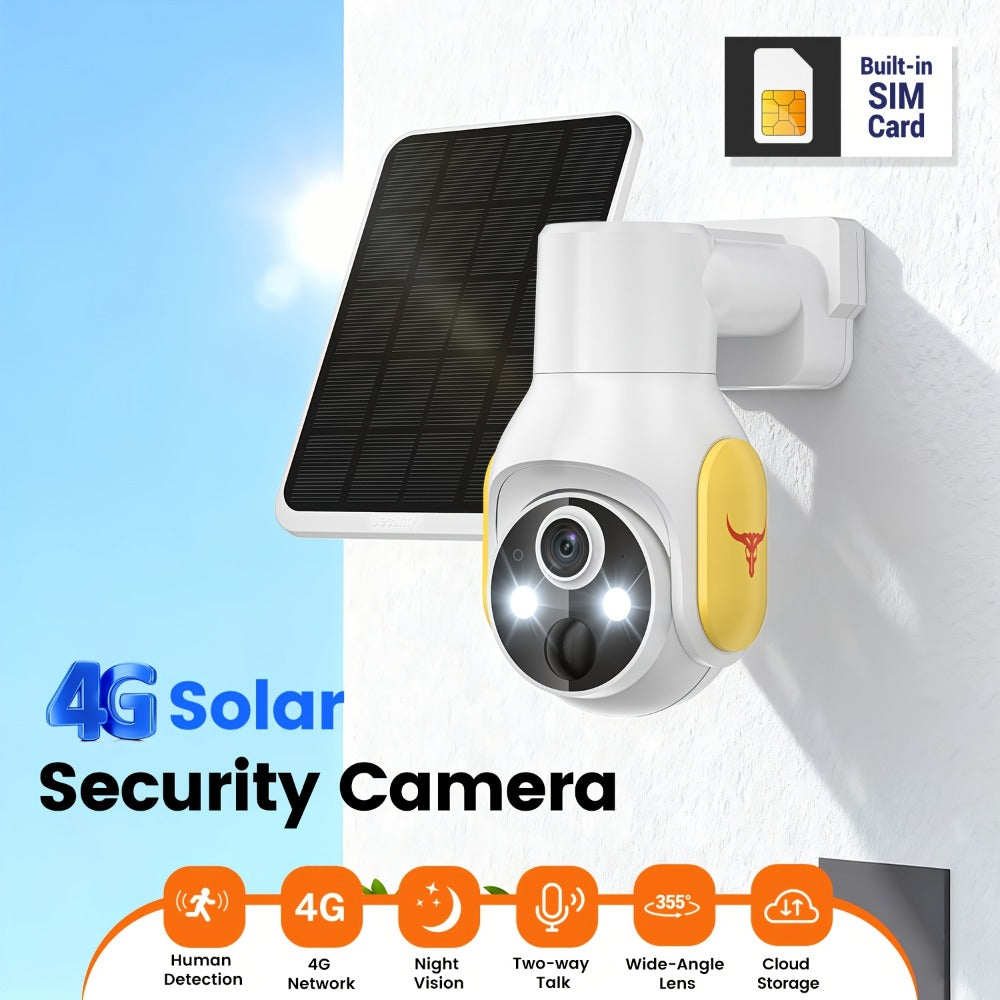 Solar Security Camera Wireless Outdoor 4G | 960P Color Night Vision PIR Motion Detection Two-Way Talk Cloud Storage | Battery Powered Home Security Camera 2.4GHz - product image